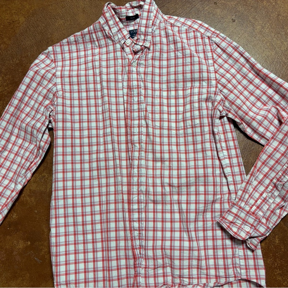 J. Crew Red and White Checkered Button Down Shirt
